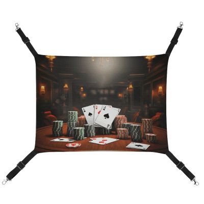 BVKWNTSA All-Season Canvas Poker Tournament Printed Pet Hammock