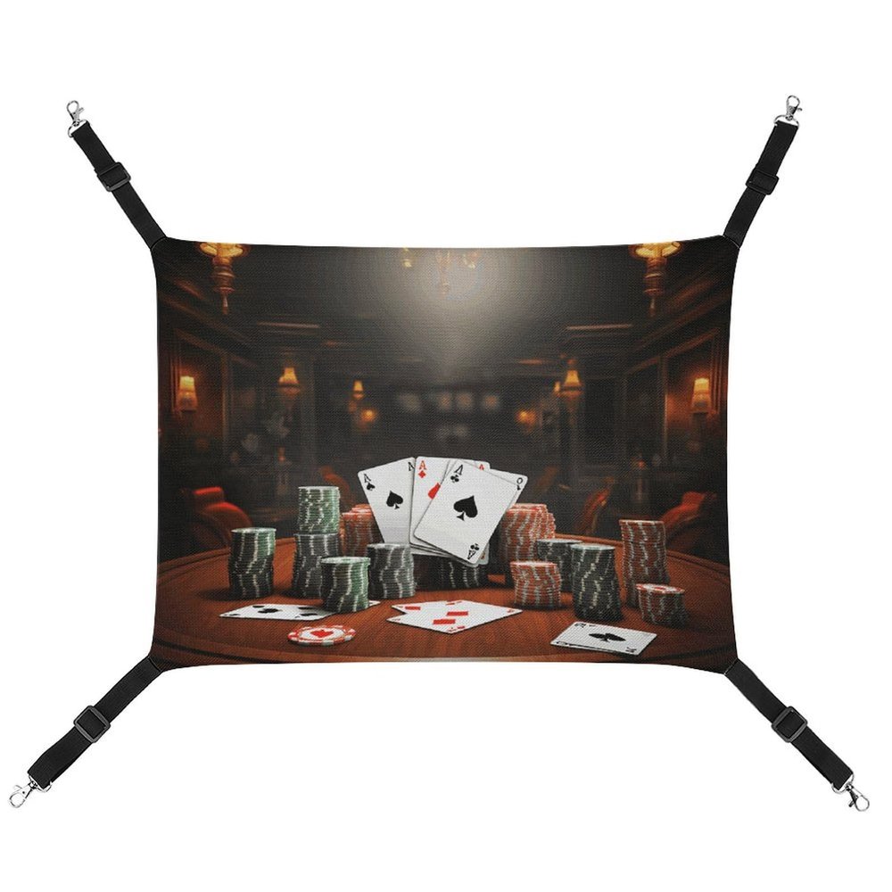 BVKWNTSA All-Season Canvas Poker Tournament Printed Pet Hammock