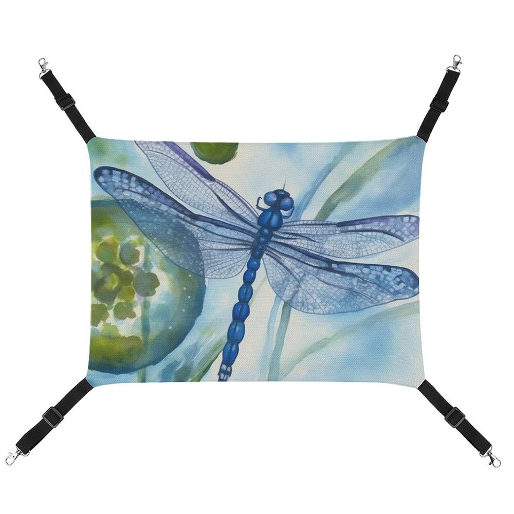 BVKWNTSA All-Season Hand-Painted Blue Dragonfly Print Pet Hammock