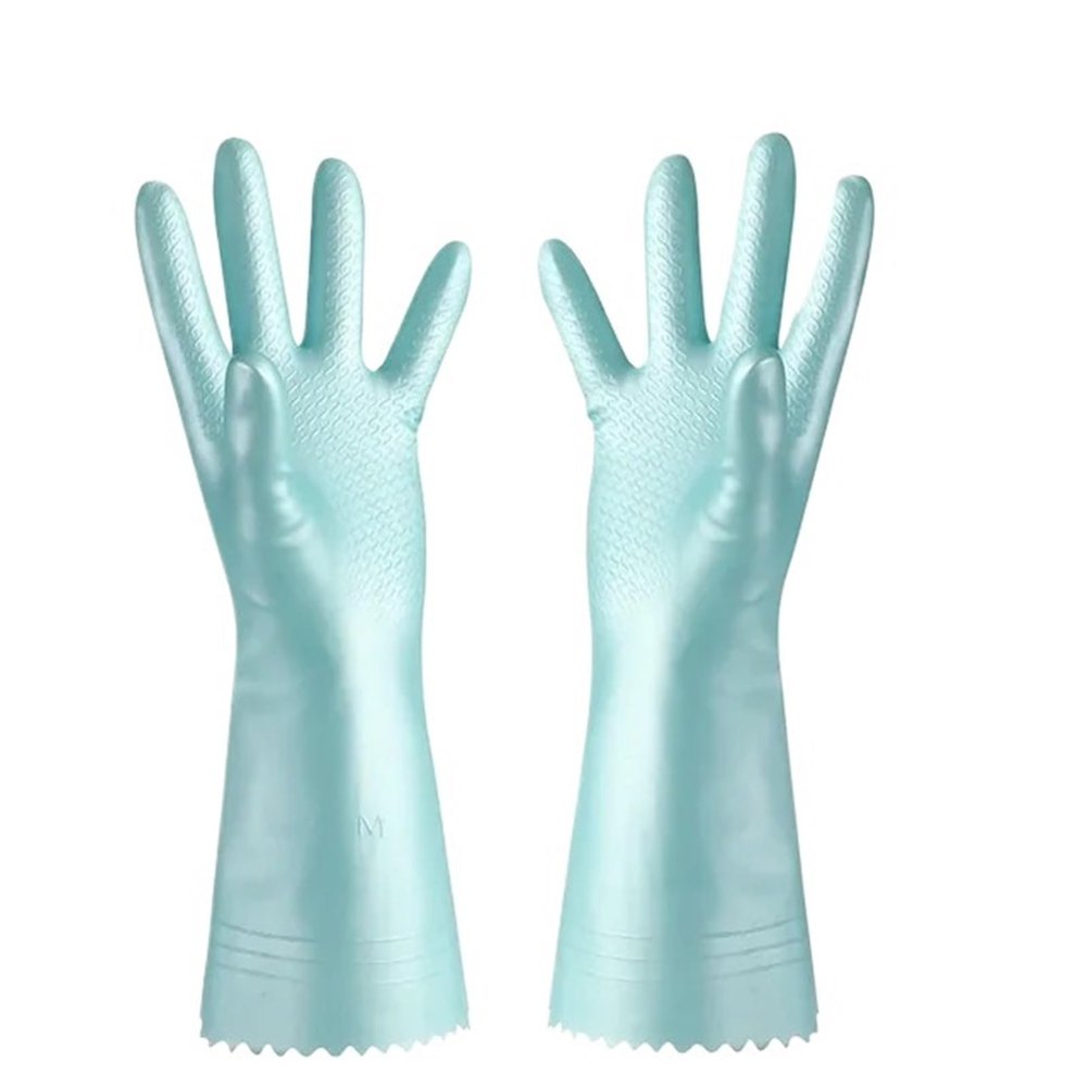 Fleece-Lined Latex Rubber Household Cleaning Gloves for Dishwashing and Laundry