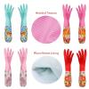 JCXIOC Floral Rubber Velvet Cleaning Gloves, Long, Non-Slip, Rose Red view 3