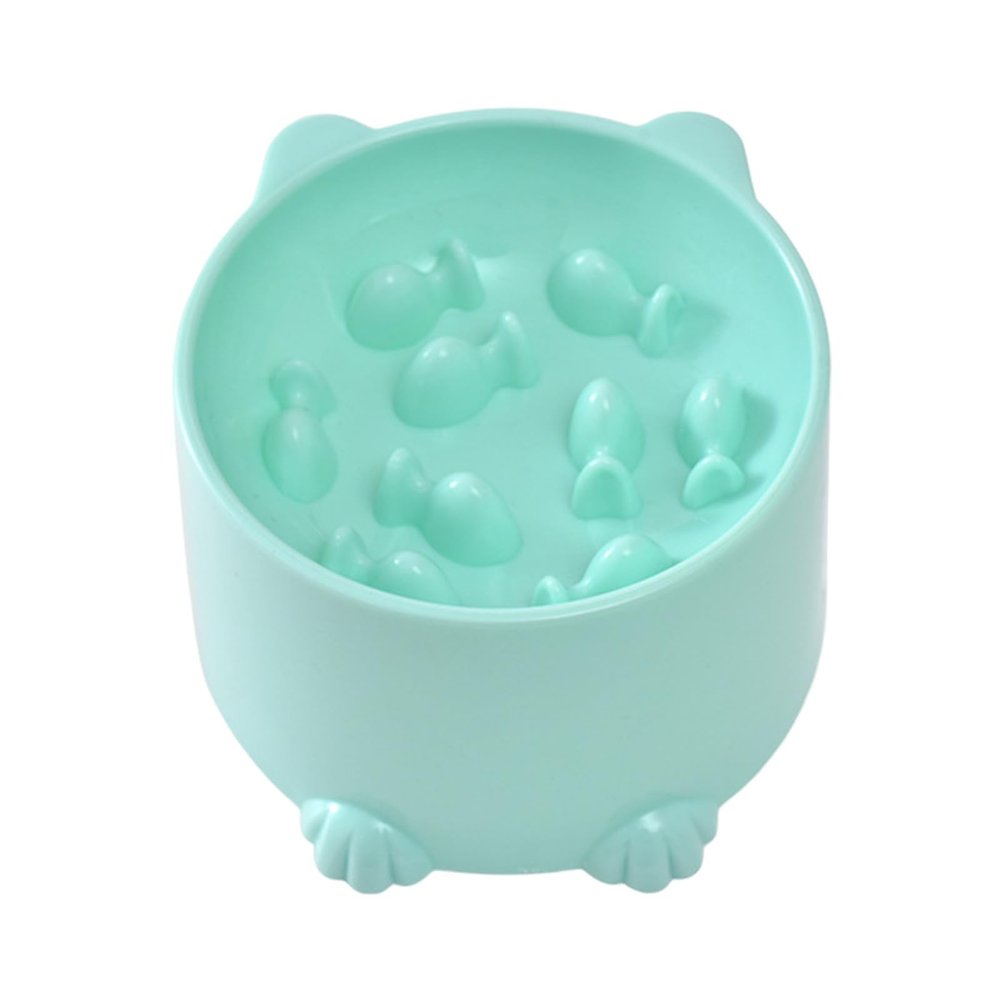 Elevated Cat Bowl with Slow Feeding (Green, 12.5x8.5cm)