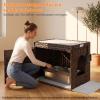 LEEJARD Hidden Rattan Cat Litter Box Furniture with Anti-Tracking Mat, Brown view 2