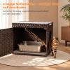 LEEJARD Hidden Rattan Cat Litter Box Furniture with Anti-Tracking Mat, Brown view 3