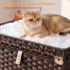 LEEJARD Hidden Rattan Cat Litter Box Furniture with Anti-Tracking Mat, Brown view 4