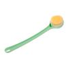 Green Plastic Back Brush with Long Handle and Soft Bristles view 1