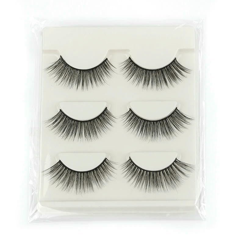 Half-Eye Lashes, 3 Pairs, Reusable Natural Mink-Style False Eyelashes