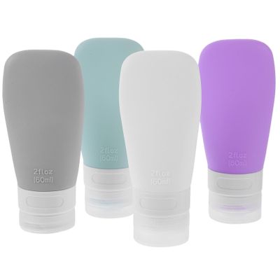 minkissy 4-Piece Silicone Travel Bottles, Refillable Squeeze Bottles for Shampoo and Lotion, Leak-Proof for Travel and Daily Use