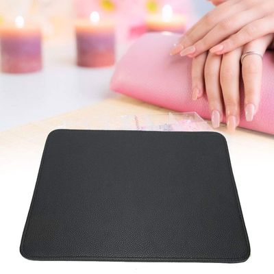 Nail Art Desk Mat with Soft Cushion, Foldable and Washable, Black PU Texture
