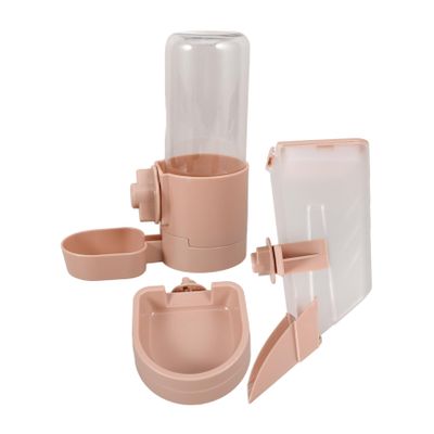 Hanging Dog Water Dispenser with Automatic Feeding, 500 ml/500 g, Pink