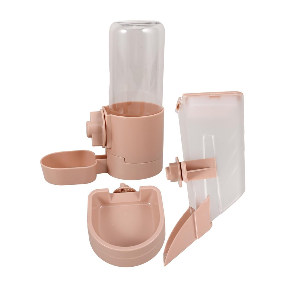 Hanging Dog Water Dispenser with Automatic Feeding, 500 ml/500 g, Pink