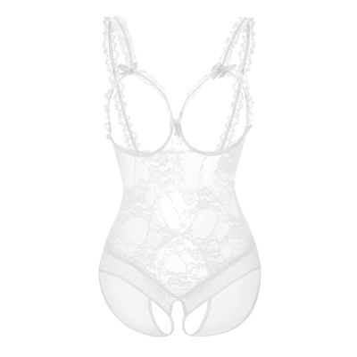 Women's Sexy Lingerie Set with Push-Up Bra, Black Long Negligee