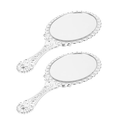BESTYASH Small Round Vintage Hand Mirrors with Handle, ABS and Glass, 2-Pack