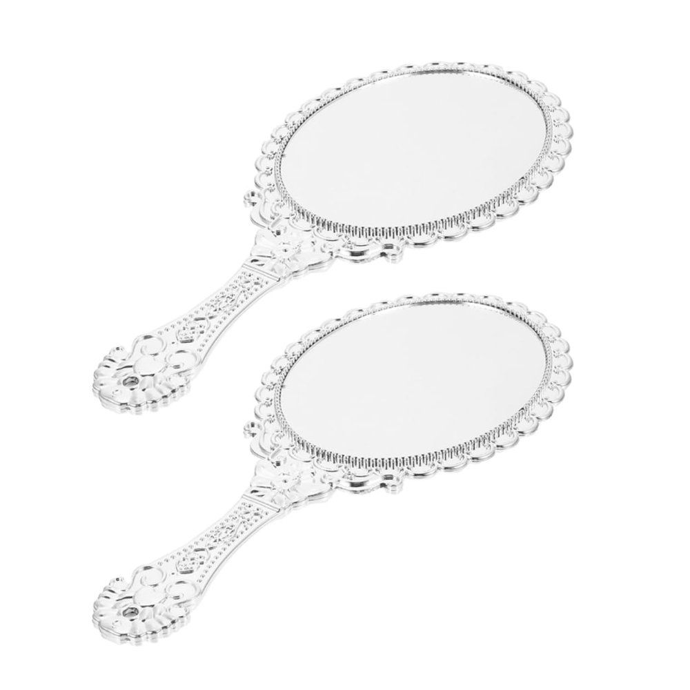 BESTYASH Small Round Vintage Hand Mirrors with Handle, ABS and Glass, 2-Pack