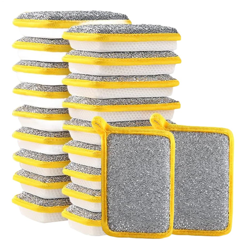 Non-Scratch Kitchen Sponges, 20-Pack Reusable Absorbent Pads, Double-Sided Scrubbers for Dish and Surface Cleaning