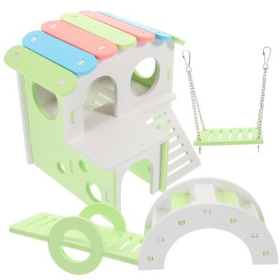 Cute Hamster Bridge for Small Pets, 1 Set, PVC, Light Green