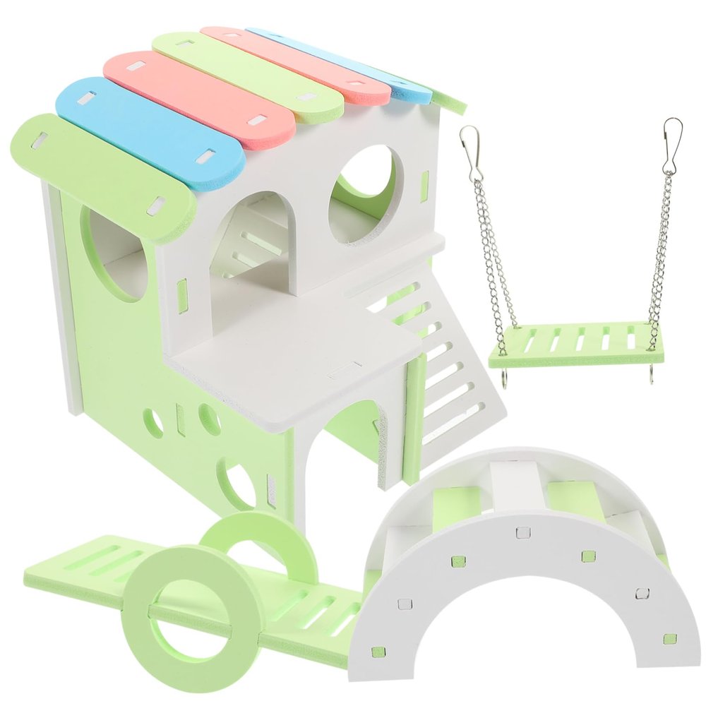 Cute Hamster Bridge for Small Pets, 1 Set, PVC, Light Green