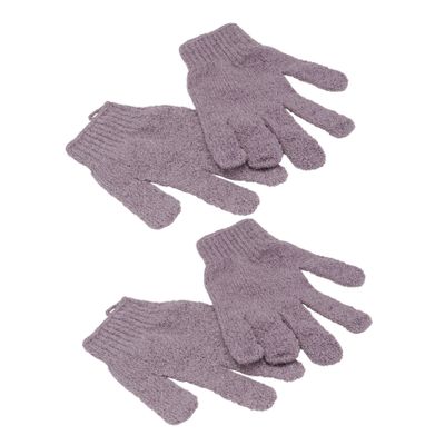 2 Pairs of Purple Five-Finger Nylon Exfoliating Bath Gloves