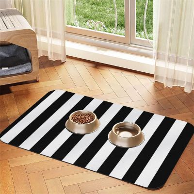 Absorbent Dog Feeding Mat for Food and Water Bowls, Non-Slip, Waterproof, Quick-Drying, Black, 12 x 18 in