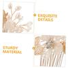 BESTYASH 2-Piece Bridal Hair Comb Set with Artificial Flowers and Gold Leaves view 3