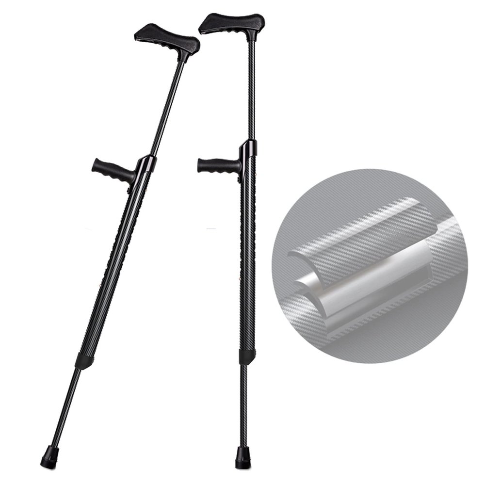 OGLFGLNY 1 Pair of Telescopic Forearm Crutches with Reflector and Ergonomic Handgrips, Lightweight Adjustable Aluminum Crutches for Seniors and Adults