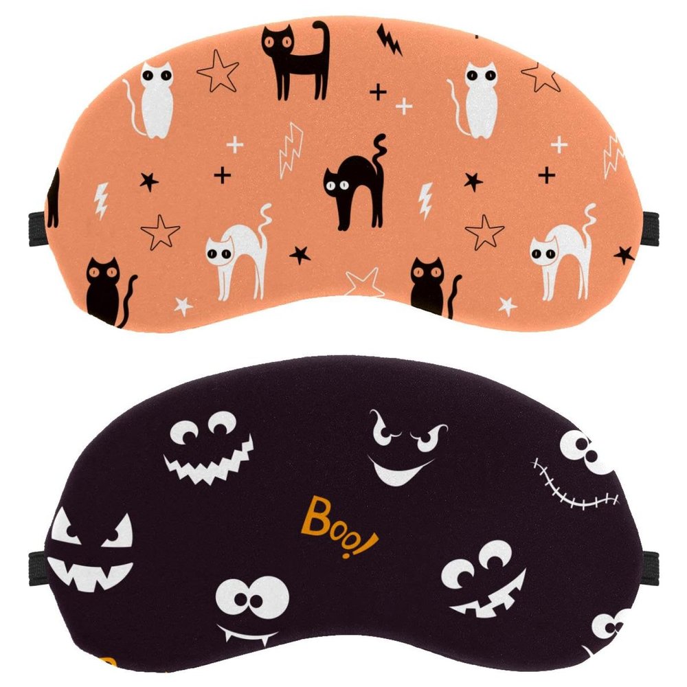 2-Pack Halloween Boo Sleep Masks for Men and Women, Breathable, No Eye Pressure