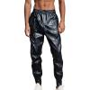 YOSUWOAI Men's Wet-Look Faux-Leather Stretch Slim-Fit Pants view 1
