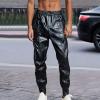 YOSUWOAI Men's Wet-Look Faux-Leather Stretch Slim-Fit Pants view 2