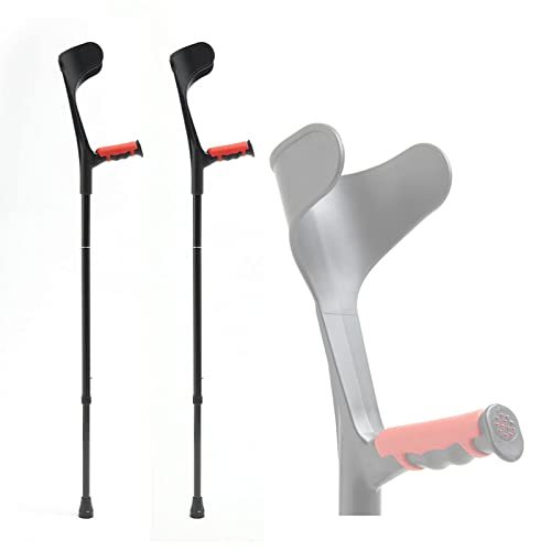 OGLFGLNY Forearm Crutches for Adults, Adjustable Folding Walking Cane with U-Shaped Elbow Rest, Lightweight Aluminum
