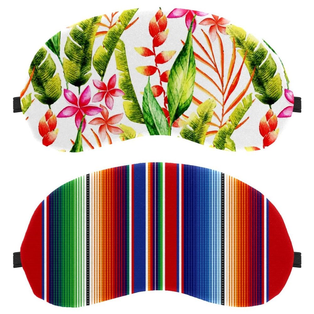 2-Pack Striped Boho Sleep Masks for Side Sleepers, Men and Women, Light-Blocking Eye Masks with Adjustable Strap