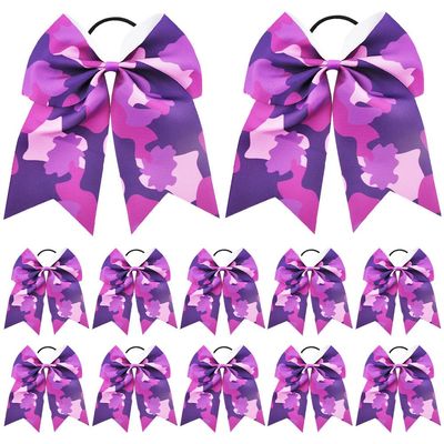 Umibow 12-Pack 7-Inch Camouflage Hair Bows, Purple