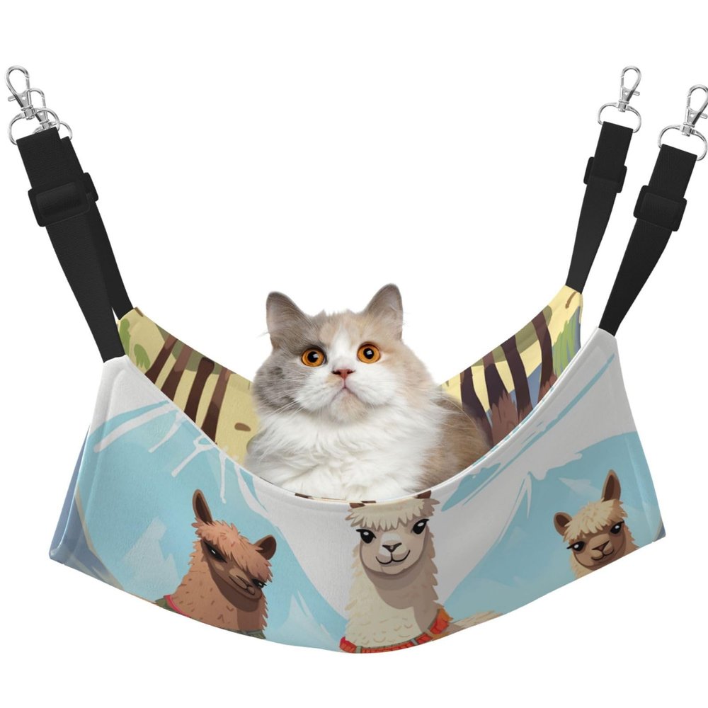 Llama and Alpaca Cat Hammock, Breathable Hanging Pet Cage Bed