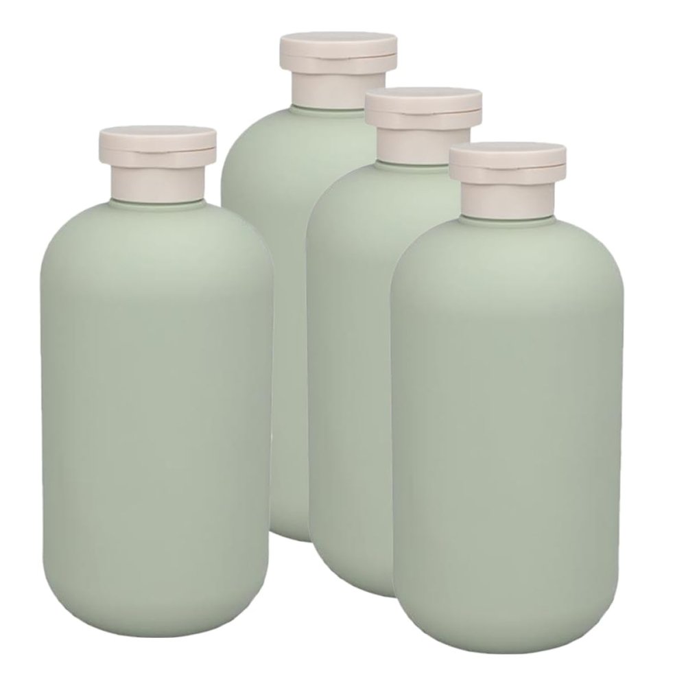 DECORNIJIA 4-Pack Empty Refillable Shampoo and Lotion Pump Bottles with Lids