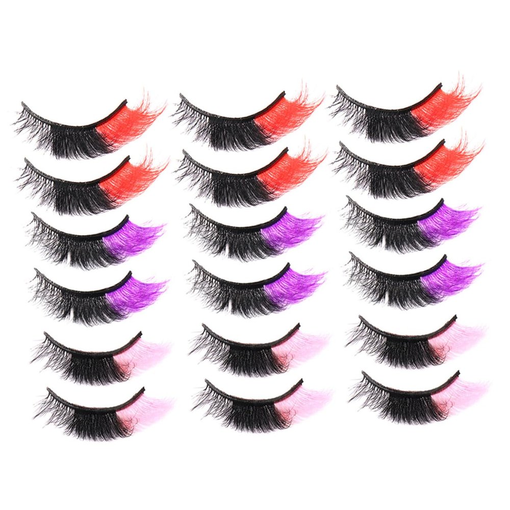 9 Pairs of Colored False Eyelashes for Halloween and Cosplay