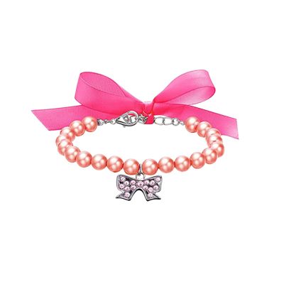 Dog Collar for Large Dogs with Pearl and Diamond Details, Adjustable Flash Collar with Leash (S)
