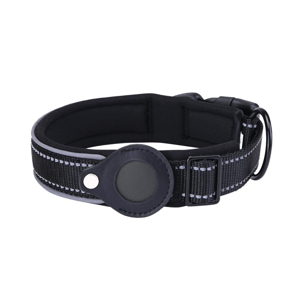 Dog AirTag Tracking Cover for Positioning and Training Collar, Nylon Pet Collar (B, L)