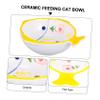 HOUDERCO Yellow Fish-Shaped Ceramic Cat Bowl view 3
