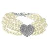 Dog Collar with Pearls and Diamonds (White, S) view 1