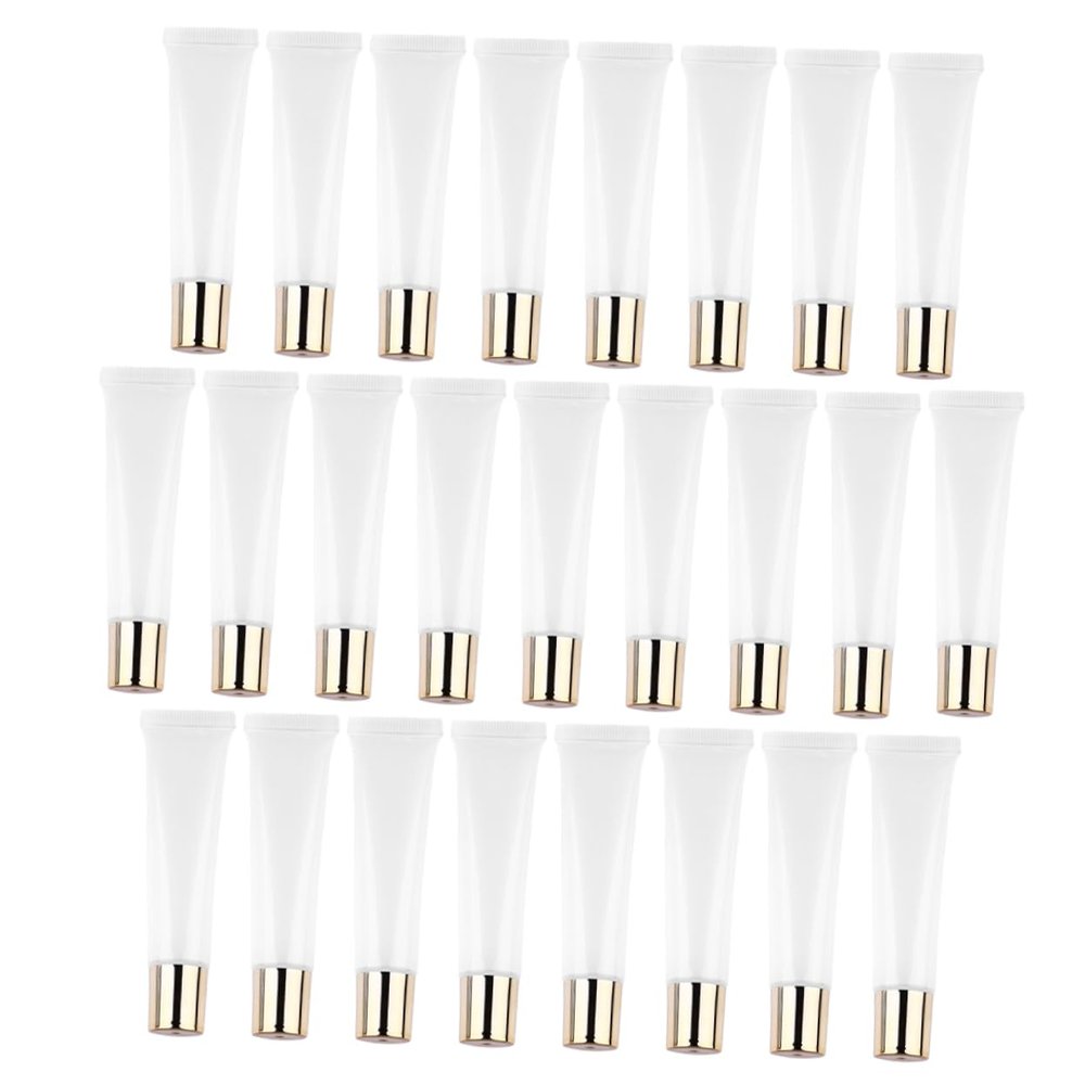 MUCKLILY 25-Pack 15 ml Empty Lip Balm Tubes, Soft Transparent Plastic, Refillable