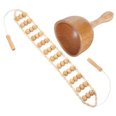 GANAZONO Portable Wooden Massage Tool with Cupping Set