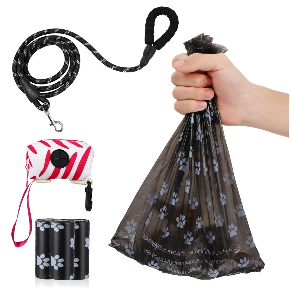 Dog Leash with Waste Bag Dispenser, 1 Set
