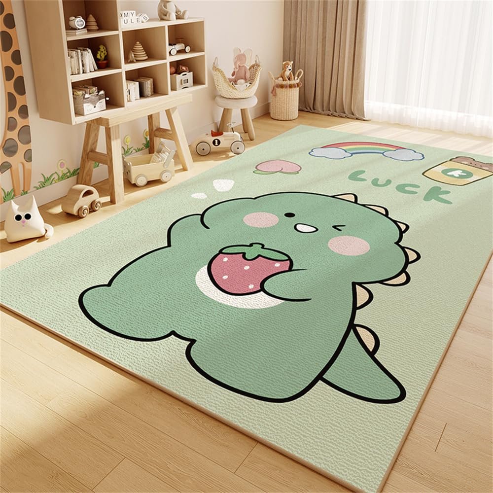 YATOLA Kids' Room Rug, Baby Rug, Play Mat, Unicorn/Lion, Green, 50 x 80 cm