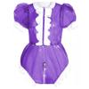 YGZHANYUANOKU Lockable Sissy Puff-Sleeve Bodysuit, PVC, Purple, Size M view 1