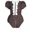 YGZHANYUANOKU Lockable Sissy Puff-Sleeve Bodysuit, PVC, Purple, Size M view 3