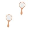 VALICLUD 2-Piece Makeup Mirrors with Solid Wood Handles and Lights view 1