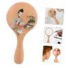 VALICLUD 2-Piece Makeup Mirrors with Solid Wood Handles and Lights view 3