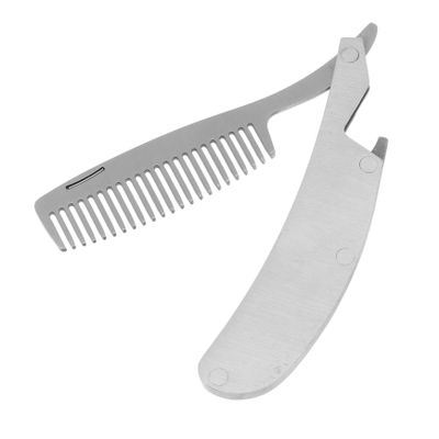 SAFIGLE Stainless Steel Foldable Pocket Comb with Scalp Massage Function, Silver