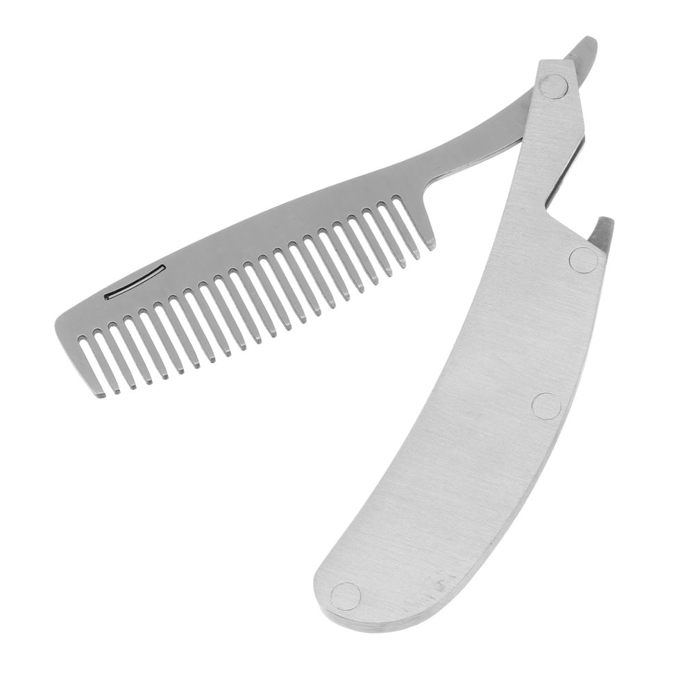 SAFIGLE Stainless Steel Foldable Pocket Comb with Scalp Massage Function, Silver