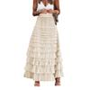 OZLMBERN French Long Skirt, Solid Color, High-Waisted, Fluffy Half Skirt view 1