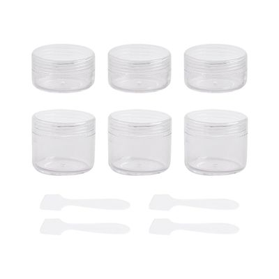 FSSTUD Small Transparent Cosmetic Sample Jars, 6-Piece Set